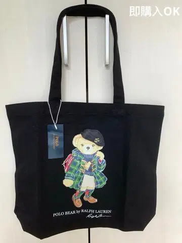 [ 미사용 새상품 ] 폴로 랄프 로렌 코튼 토트백 폴로베어 블랙