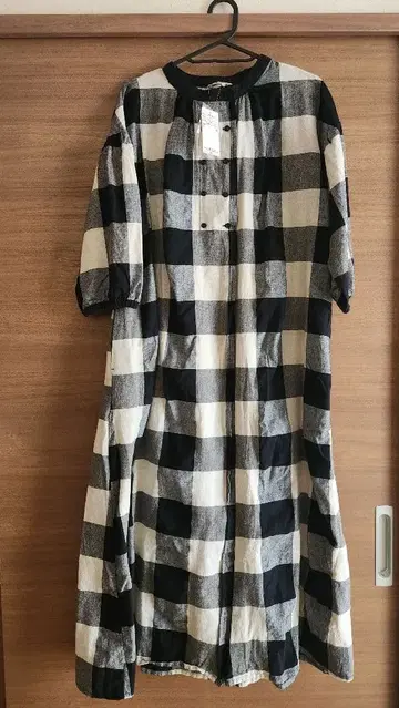 사만사 모스모스 더블 총 체크 원피스 7부 소매