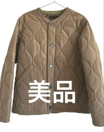 그린 레이블 릴랙싱 퀼팅 자켓 브라운