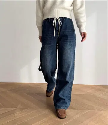 El mar 가공 데님 팬츠 캐널진