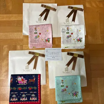 긴자 WAKO 크리스마스 디자인 손수건 4개 세트