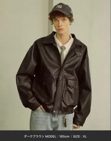 오버 사이즈 빈티지 라이크 합성 피혁 자켓 L