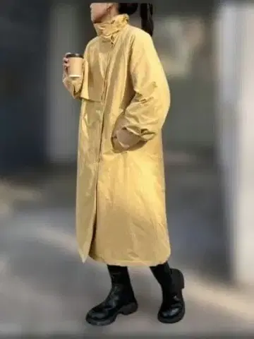 차오패닉 티피 2WAY 스탠드 카라 볼륨 슬리브 충전솜 롱 코트