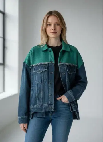 니코앤드 리메이크풍 몬스터 G 재킷 그린 인디고 FREE 사이즈