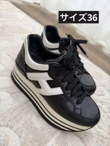 HOGEN 통굽 블랙 화이트 스니커즈 36