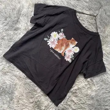 UNIQLO x 폴앤조 고양이 프린트 T셔츠 블랙 여성 M