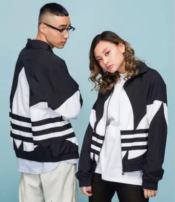 adidas 스트라이프 디자인 자켓 M 블랙/화이트