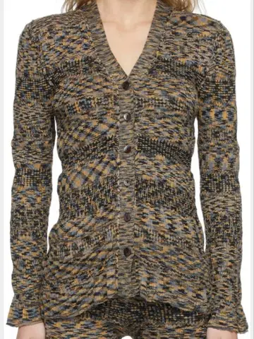 PERVERZE Shirring Narrow Cardigan F