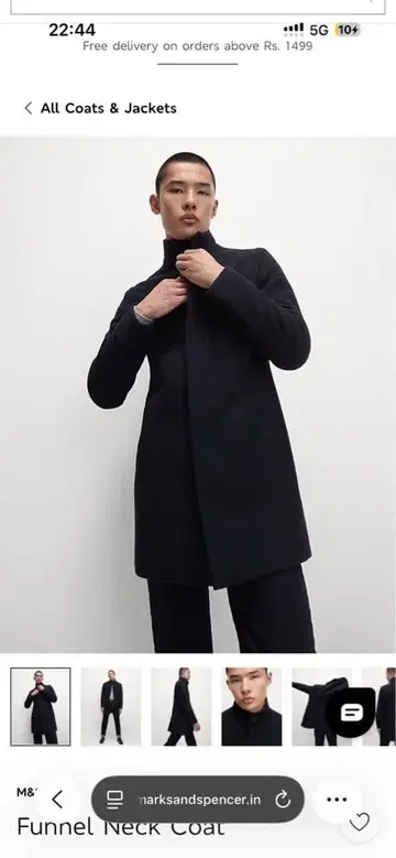 Marks and spencers 네이비 퍼널넥 코트