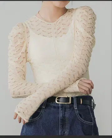 PUBLIC TOKYO 개더 쓰리 브레이스 TOP 아이보리