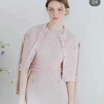 riu 플래드 트위드 니트 재킷 r짱