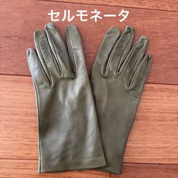 셀모네타 올리브 그린 가죽 장갑 made in ITALY