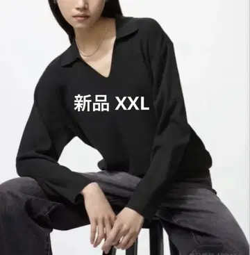 새상품 UNIQLO 워셔블 니트 립 폴로 스웨터 XXL