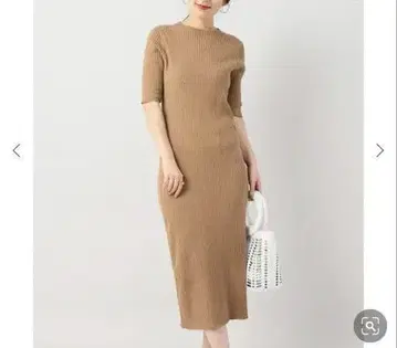 [택 포함] 플라주 Plage 롱 원피스 리브 원피스 오부 소매