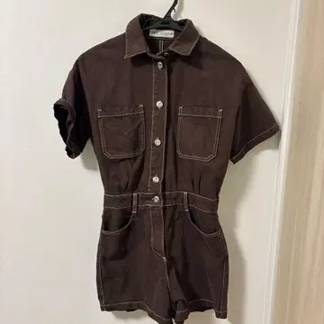 [ ZARA ] 브라운 숏 슬리브 미니 원피스