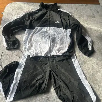 나일론 자켓 팬츠 세트 블랙/화이트