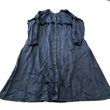 ubasoku 우바소쿠 린넨 밴드 카라 개더 A라인 원피스