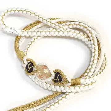 F_723 후리소데용 허리띠 화이트 장식 포함 럭셔리 새상품 차콜 그레이