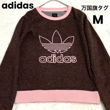 00s 만국기 아디다스 바이컬러 맨투맨 브라운 x 핑크 빅 로고