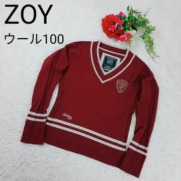 [ 새상품급 ] ZOY 울 니트 스웨터 L 자수 패치 V넥