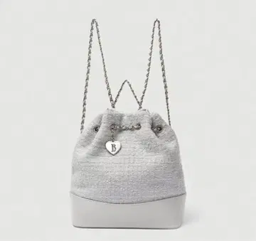 The barnnet 그레이 트위드 드로우 스트링 백