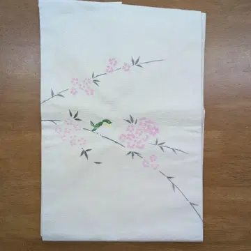나고야 오비 순수 실크 벚꽃 흰눈썹새?
