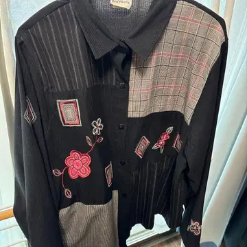 BonWorth 자수 패치워크 긴팔 셔츠