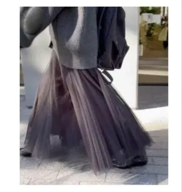 Spick & Span 블랙 튤 롱 스커트 36