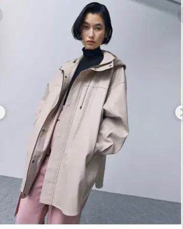 스터링 루어 인조 가죽 후디 자켓