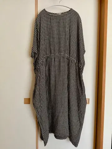 jujudhau 린넨깅엄 킨차쿠 드레스