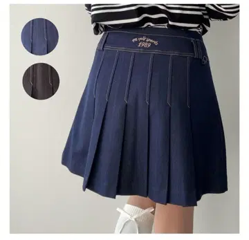 Putyall 데님풍 플리츠 스커트