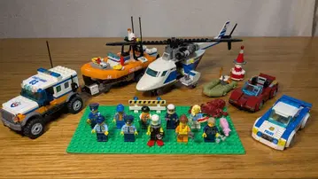 레고 시티 미니 피규어 해상 구조 보트와 4WD 커리어 외