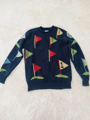 slow caravan 골프 플래그 패턴 스웨터 사이즈 1