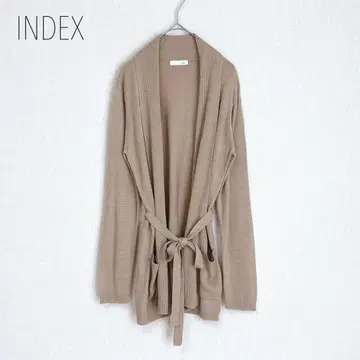 인덱스 허리 리본 숄 가디건 월드 L 베이지