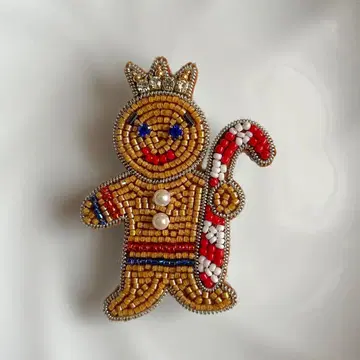 진저맨 쿠키 브로치 비즈 자수 크리스마스