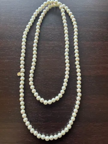 화이트 펄 롱 목걸이