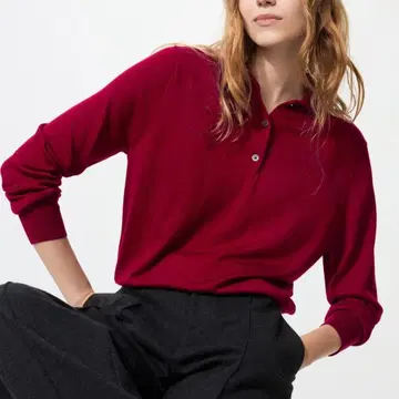 [택 포함 새상품] UNIQLO/유니클로 메리노 폴로 스웨터 RED