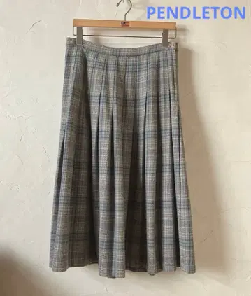 펜들턴 체크 플리츠 스커트 스카이블루 USA 구제 의류 울