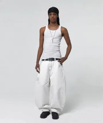 suade BLUE JEANS 화이트 배기 데님