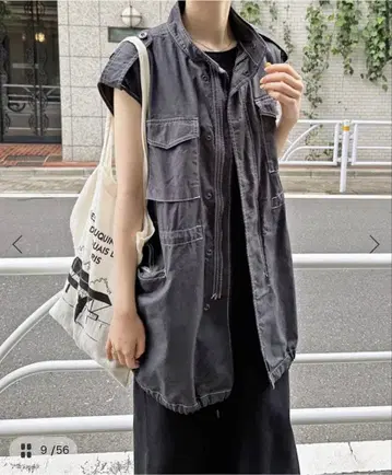 [ 새상품급 ] Spick & Span 컬러 스티치 밀리터리 롱베스트