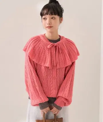 FREAK'S STORE 프릴 달린 핑크 니트 가디건