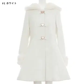 시크릿허니 Secrethoney 후드 부착 화이트 롱 코트