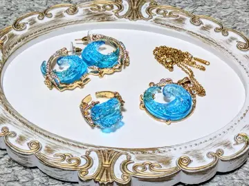 후가쿠 36경 이미지 액세서리 세트 목걸이, 귀걸이, 반지