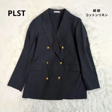 PLST 플라스테 더블 자켓 네이비 블레이저 골드 버튼 네이비 린넨