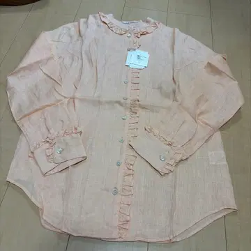 택 포함 새상품 마드모아젤 논논 파파스 블라우스 긴팔 L 린넨 100%