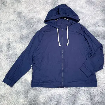 [ 3L ] 후드티 네이비 풀 집업 빅 사이즈 면 100% 얇은 소재