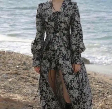 meltthelady 플라워 자카드 롱 드레스