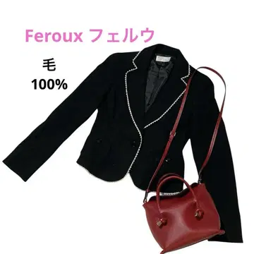 Feroux 비쥬 버튼 블랙 자켓 모 100%