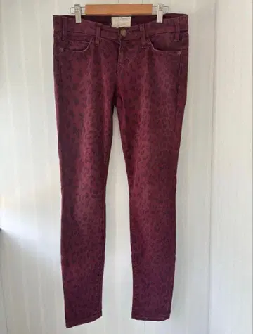 CURRENT/ELLIOTT 버건디 레오파드 스키니 팬츠 26