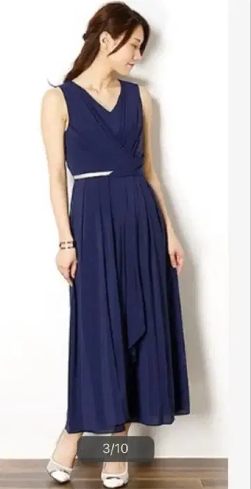 허리 비쥬 마크 카슈쿨 롱 기장 원피스